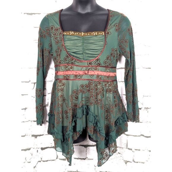 Renaissance Fairy Goth Whimsigoth Castle Core Goblin Dark Forest Damsel Top XL - Picture 1 of 8